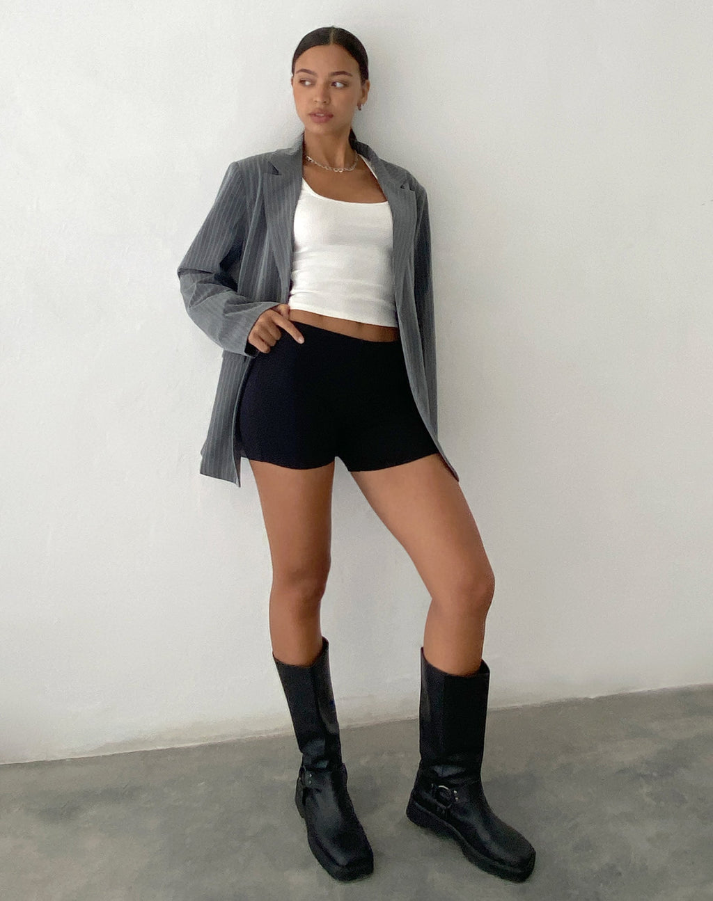 Maiwa Blazer a rayas gris sastrería