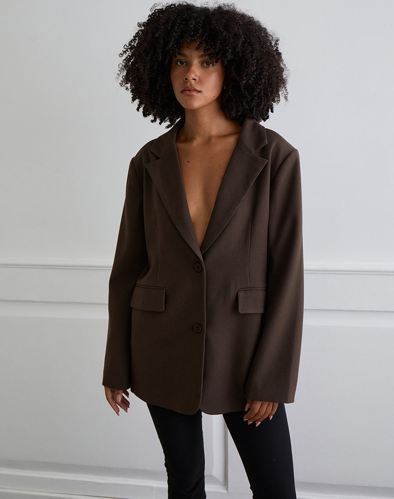 Blazer de sastrería con textura Maiwa en marrón