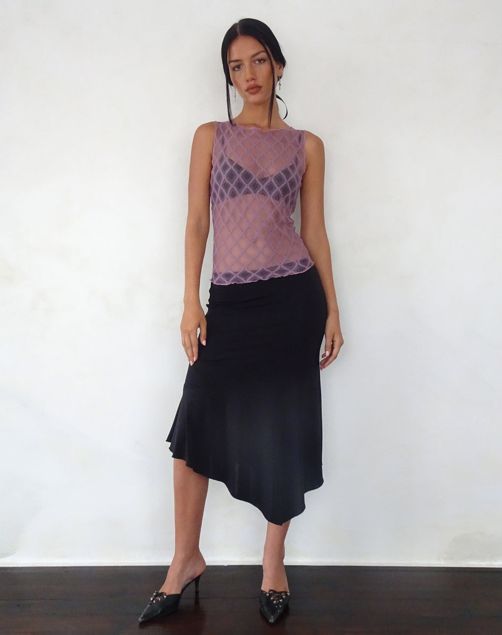 Camiseta de tirantes con estampado de encaje Maloe en malva