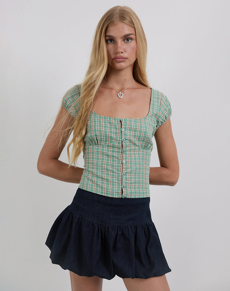 Imagen de Malsa Blusa con botones en cuadros verde azulado