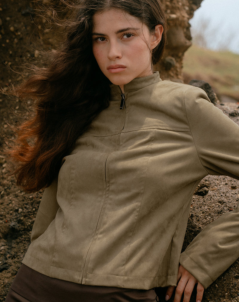 Chaqueta Mandy de ante sintético Nogal