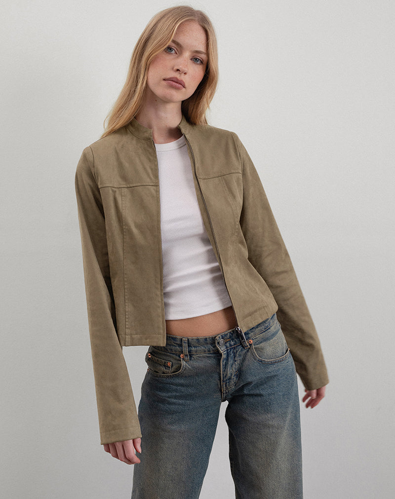 Chaqueta Mandy de ante sintético Nogal