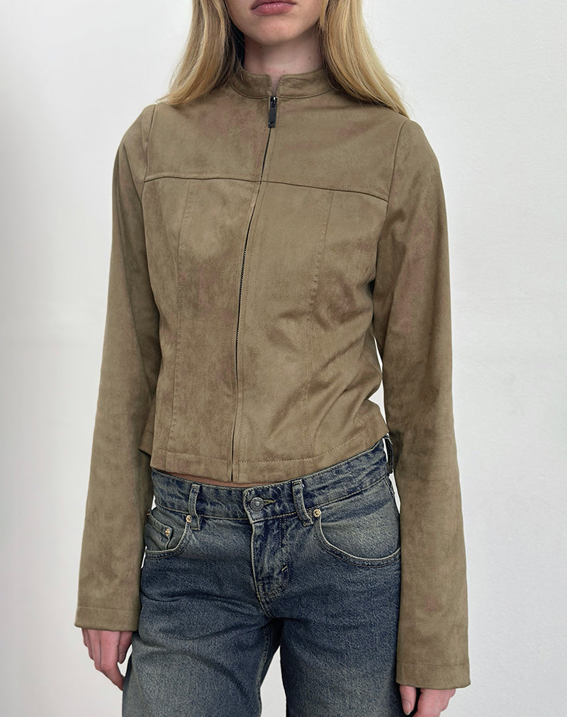 Chaqueta Mandy de ante sintético Nogal