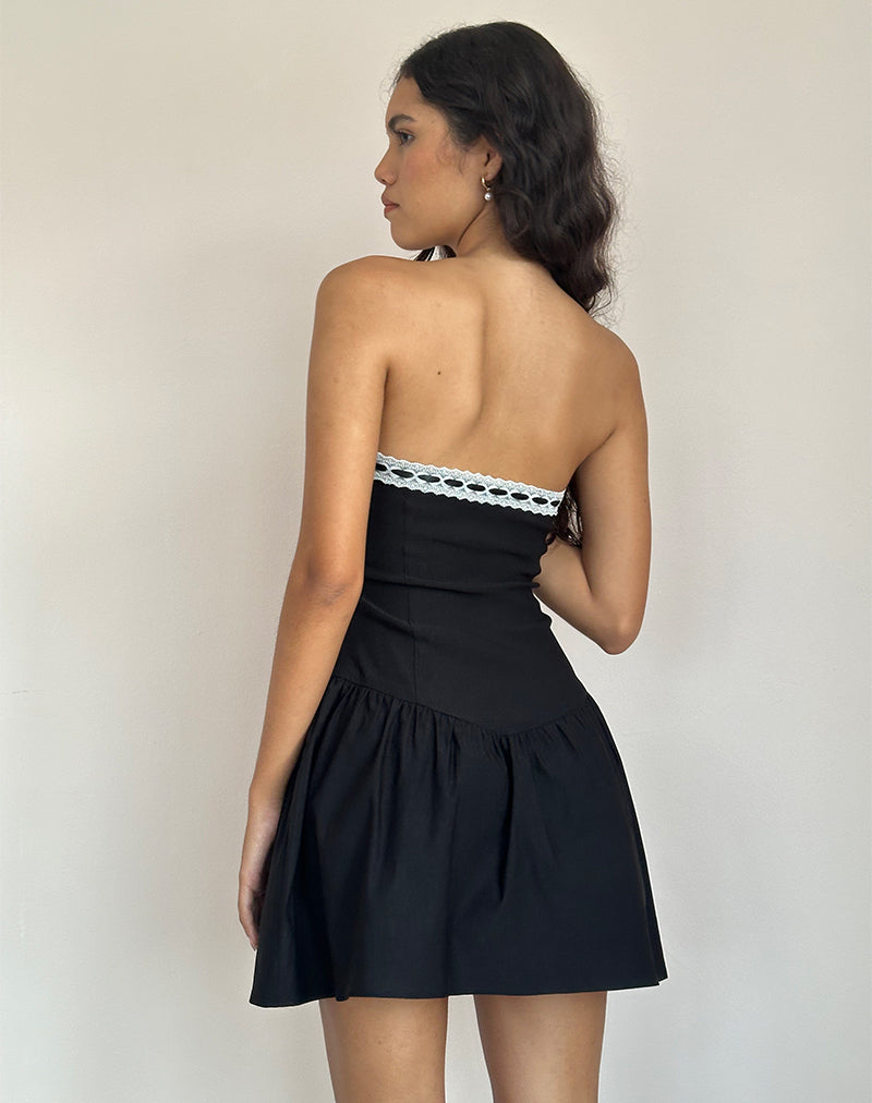 Imagen de Manisha Mini Dress in Black with White Trim