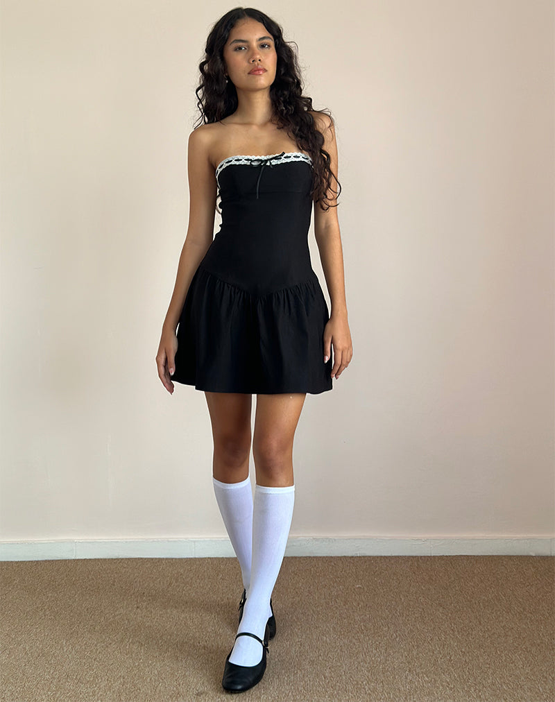 Imagen de Manisha Mini Dress in Black with White Trim