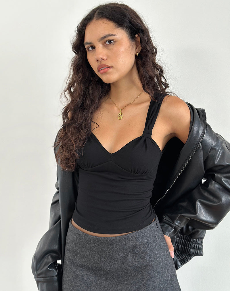 Imagen de Mantha Knot Shoulder Top Negro