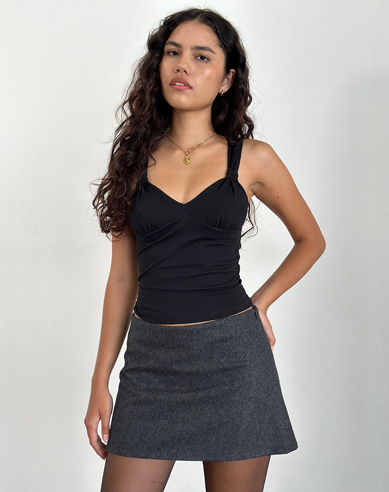 Top Mantha con hombros anudados en negro