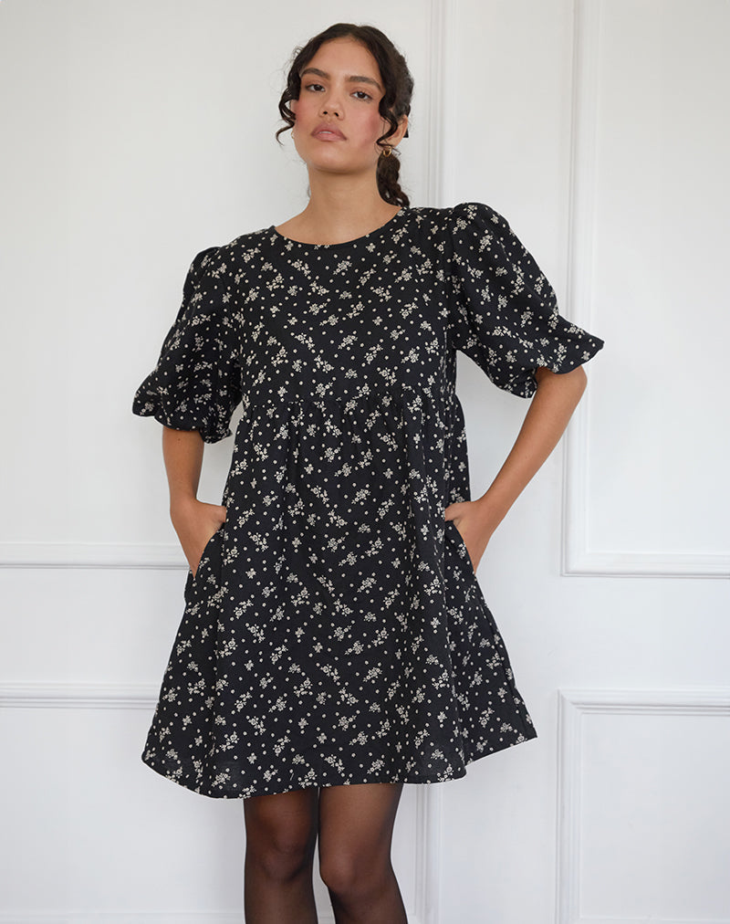 Mini Vestido Marate en Floral Land Negro