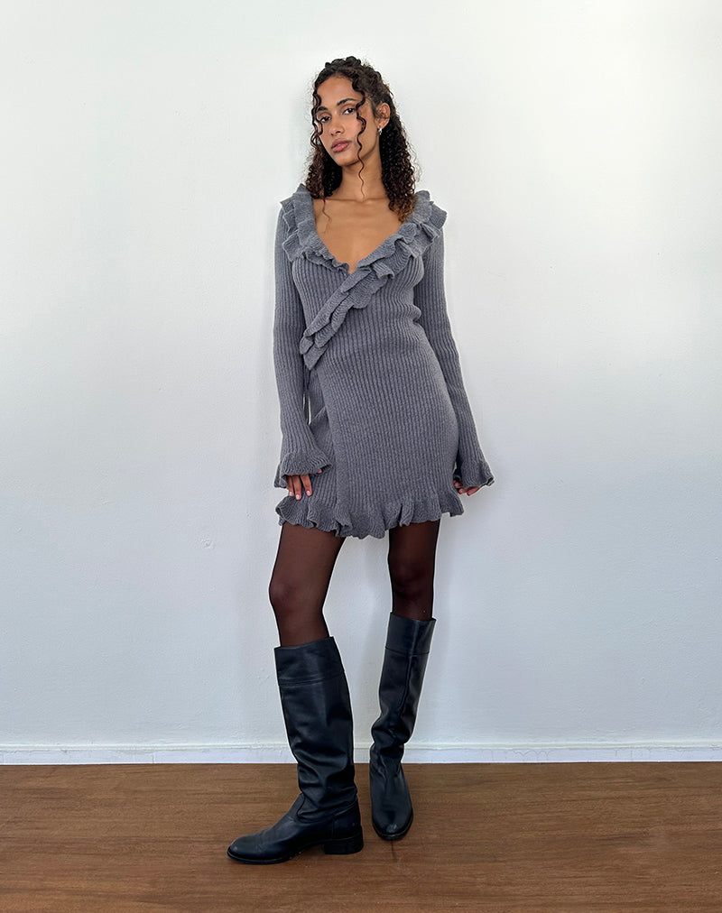 Imagen de Marianna Minivestido de punto de manga larga en gris oscuro