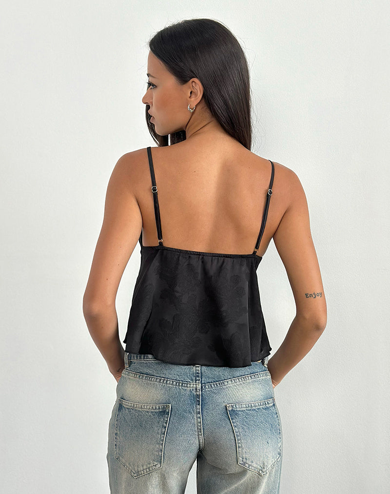 Imagen de Marinda Top en Satén Jacquard Negro