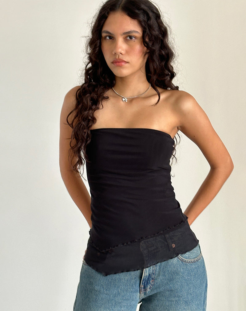 Top de tubo asimétrico Marissa en negro