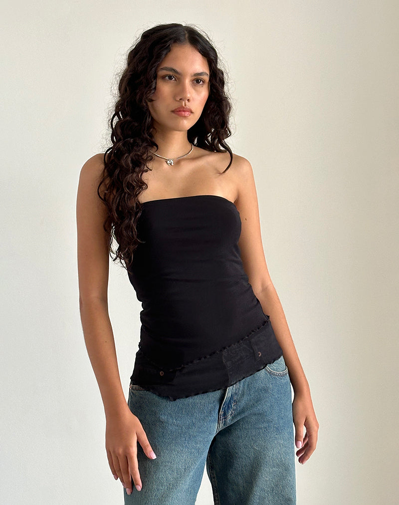 Top de tubo asimétrico Marissa en negro
