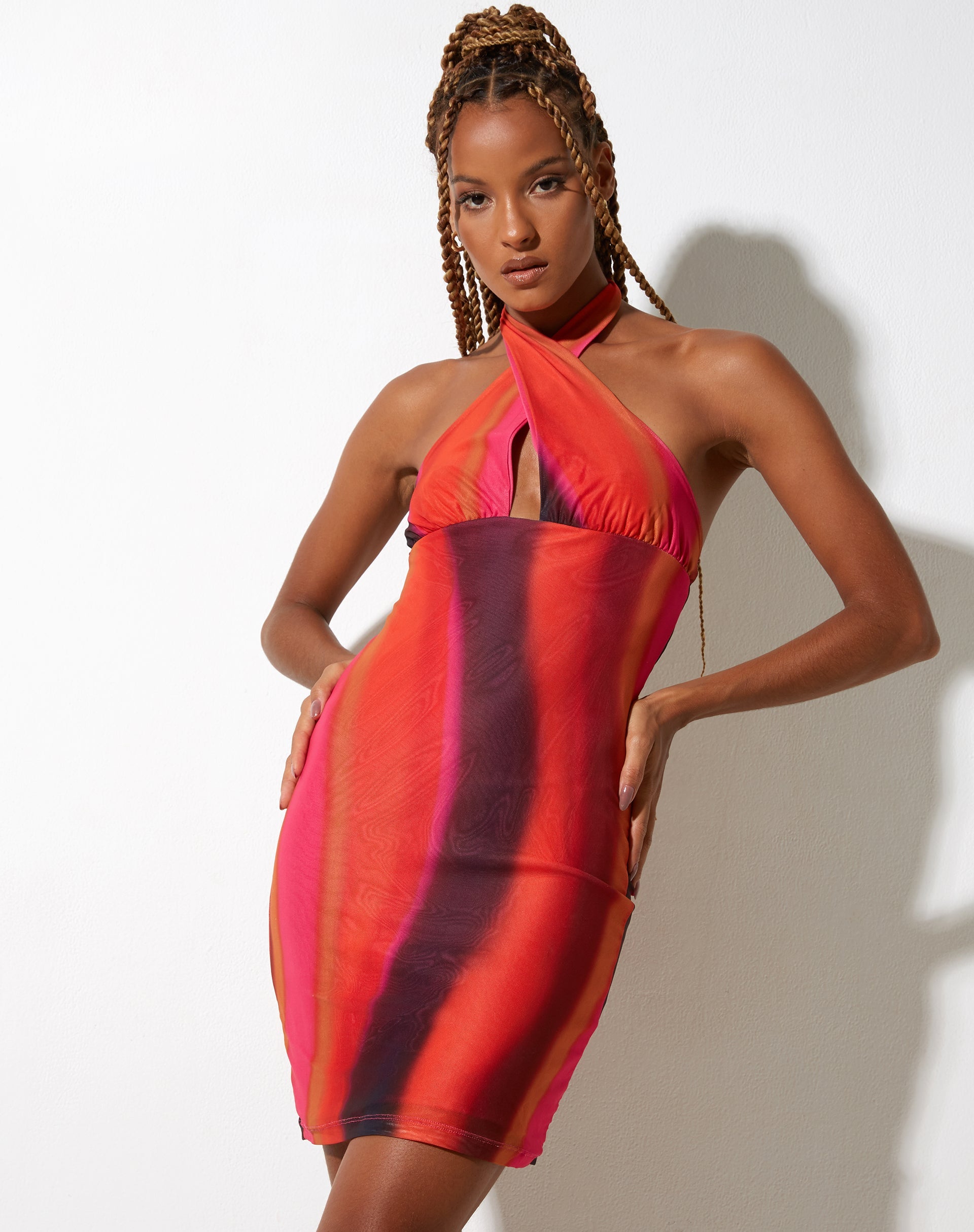 imagen de Matita Bodycon Dress in Solarized Orange and Pink