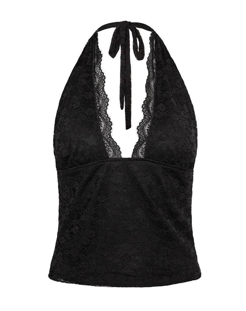 Imagen de Matua Top cuello redondo en encaje trébol Negro