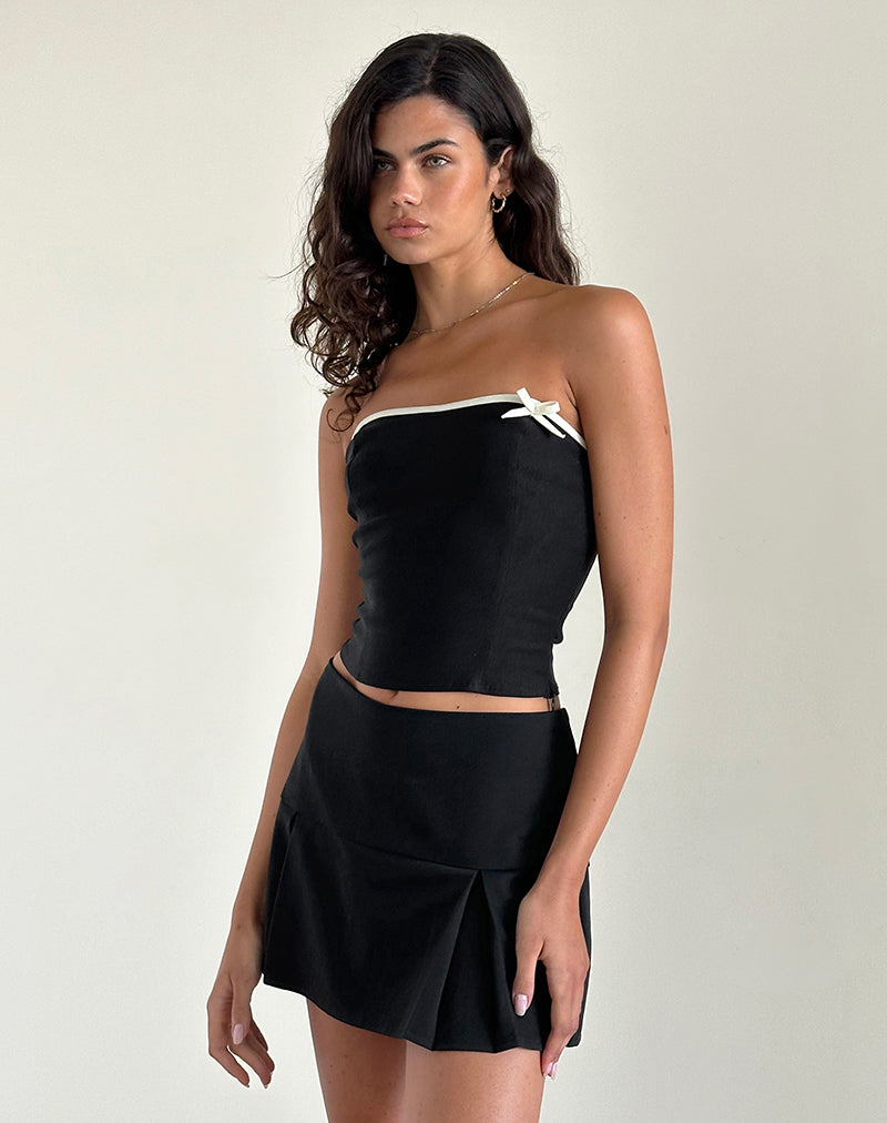 Bandeau Matuha negro con lazo marfil