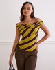 Imagen de Maurisia Off Shoulder Top in Retro Stripe Yellow