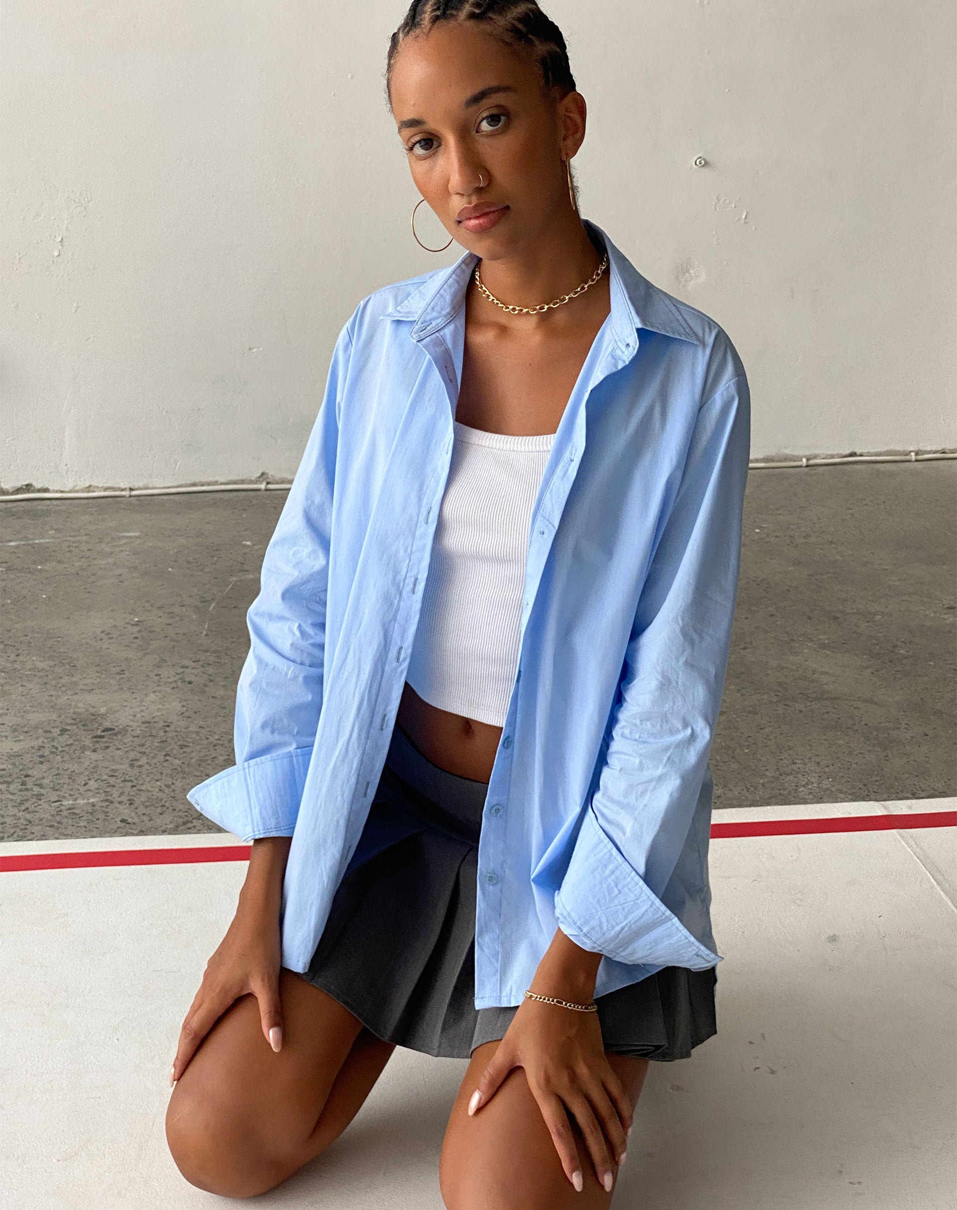 Imagen de Mavis Button Up Shirt in Poplin Sky Blue
