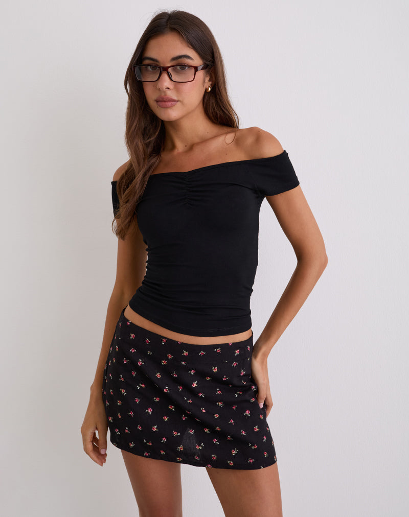Mayomi Top Acanalado sin Hombros en Negro