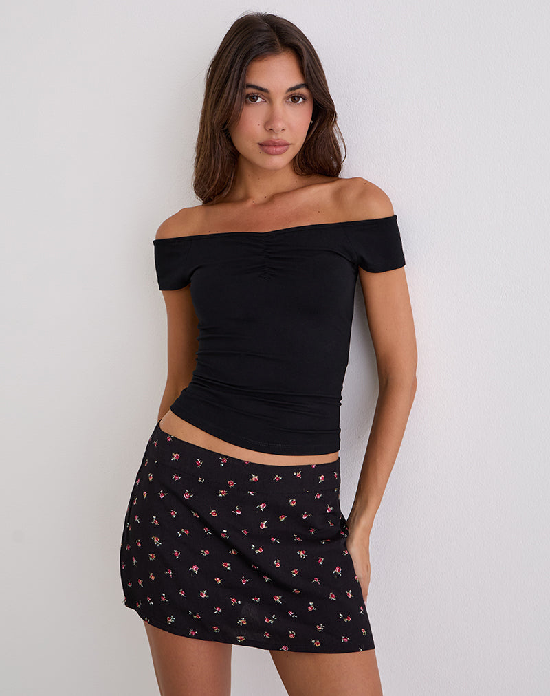 Falda Pantalón Haruto en Ditsy Rose Garden Negro