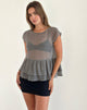 Imagen de Mayumi Peplum Top de gasa Gris