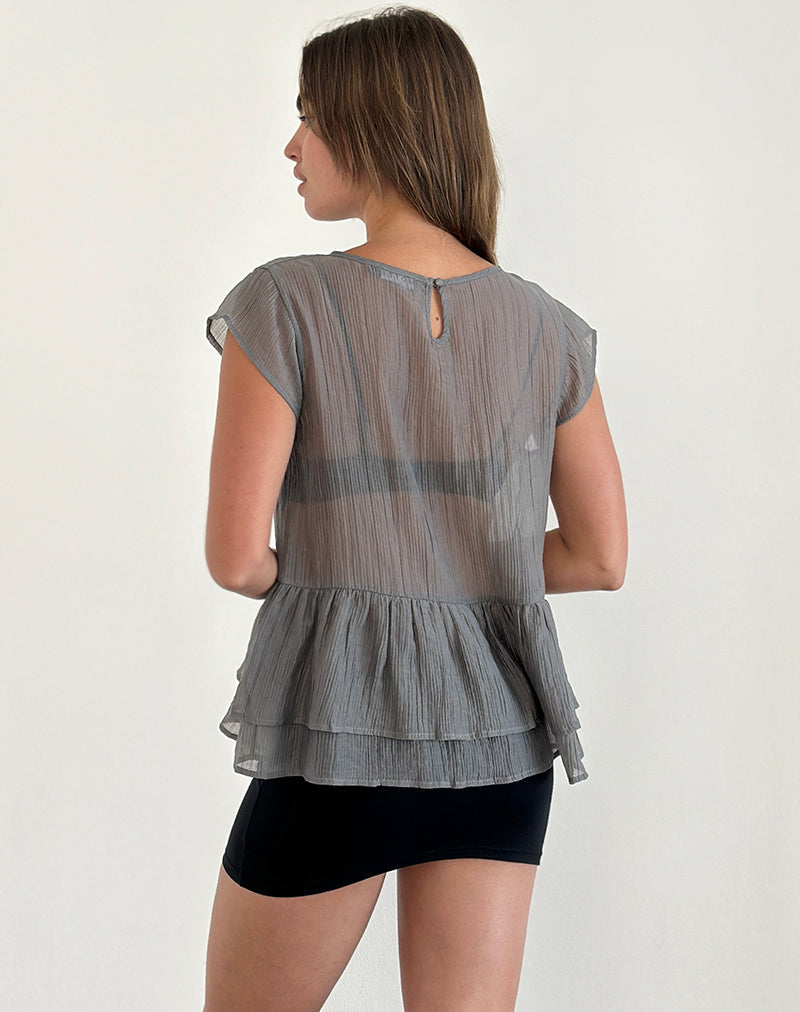 Imagen de Mayumi Peplum Top de gasa Gris