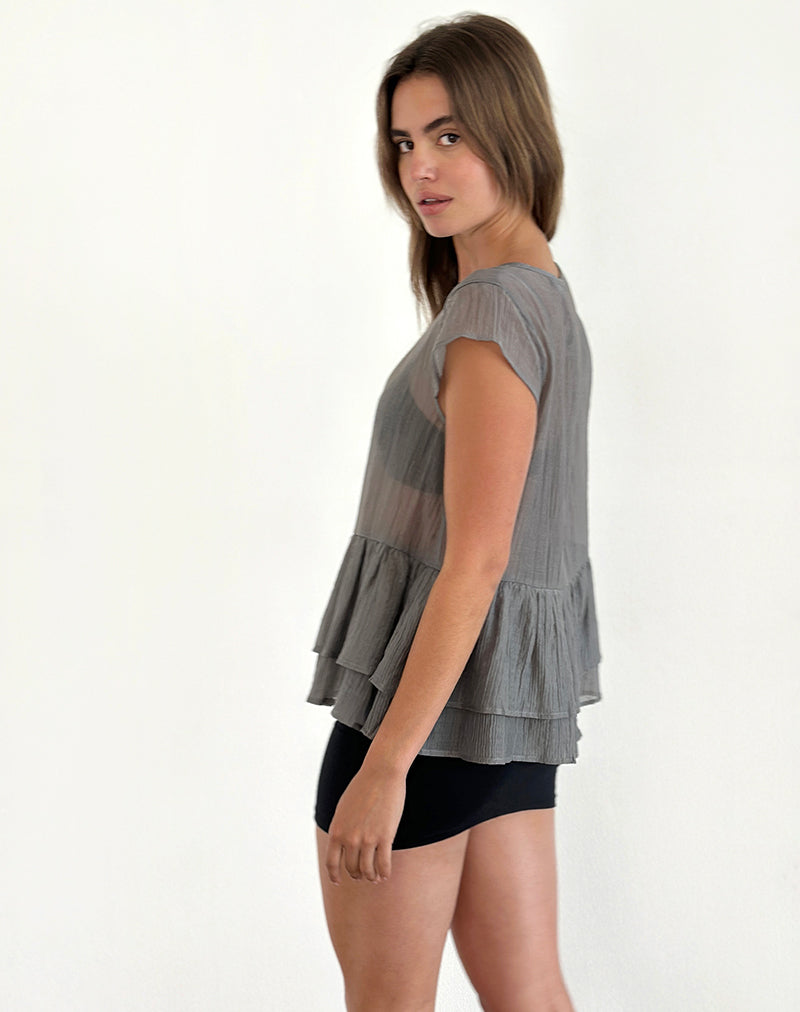 Imagen de Mayumi Peplum Top de gasa Gris