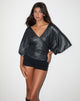 Imagen de Melia Batwing Top en Slinky Negro Metalizado