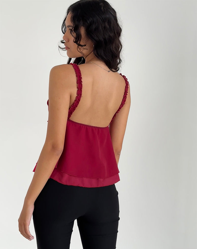 Imagen de Melinda Frill Cami Top in Chiffon Deep Red