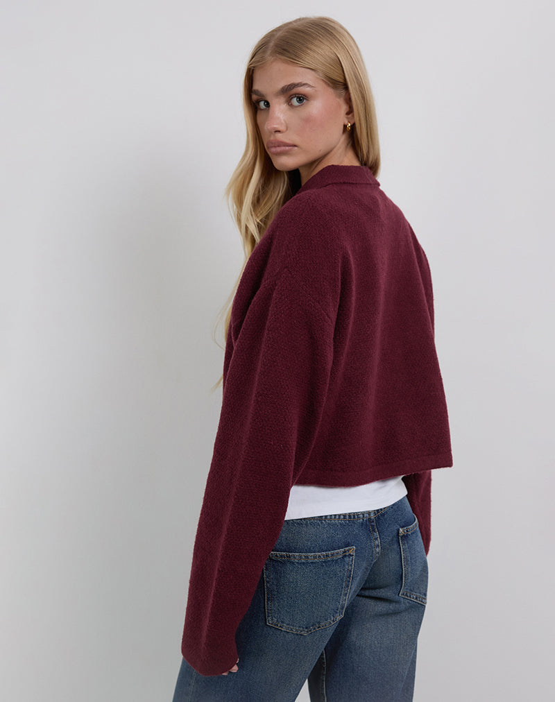 Imagen de Merril Collared Cardigan en Knit Wine