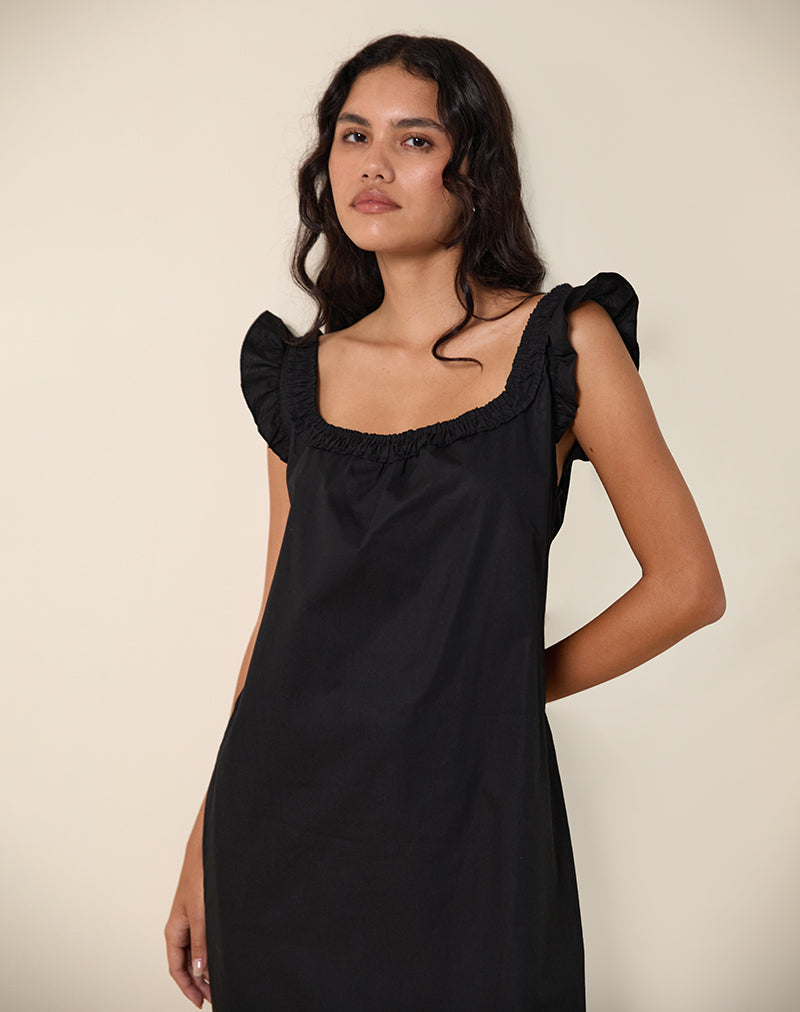 Vestido Merrily Smock Midi de popelín negro