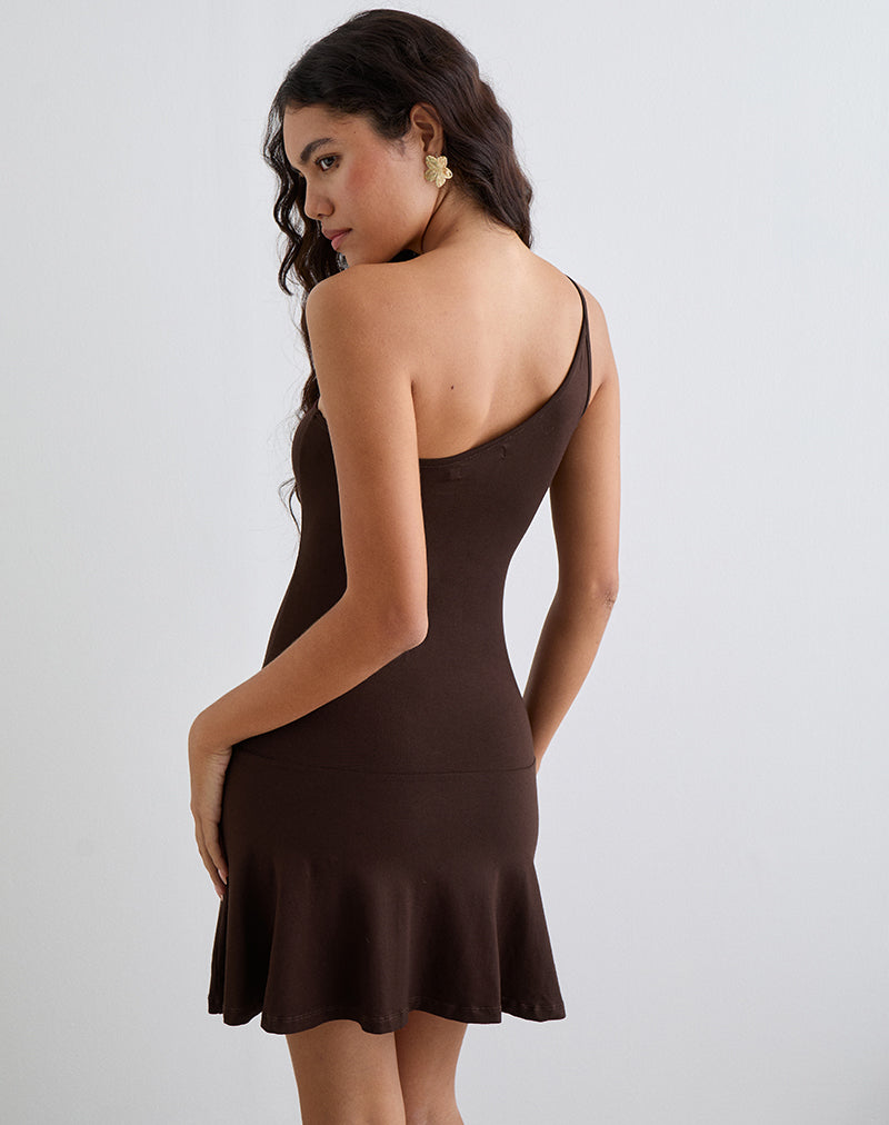 Imagen de Messac Vestido asimétrico de punto de rayón Chocolate amargo