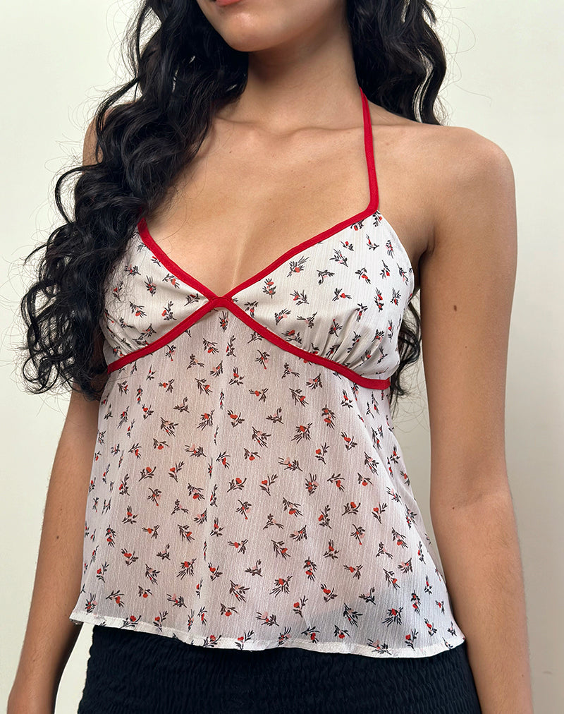 Top Micha Halter en Ditsy Floral Marfil