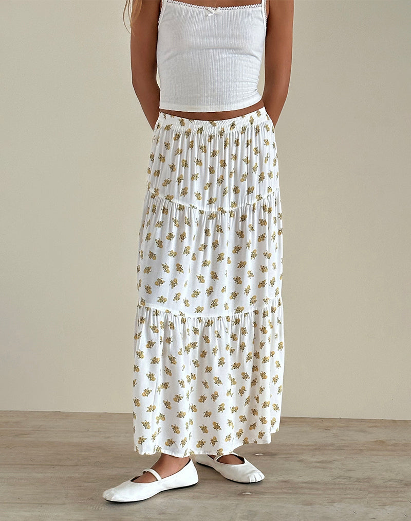 Falda Midaxi en Funshine Floral Blanco roto