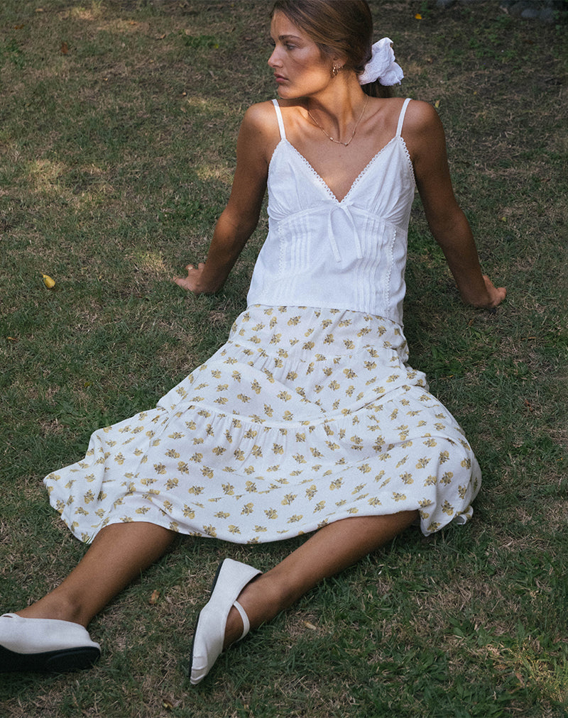Imagen de Falda Midaxi en Funshine Floral Off White