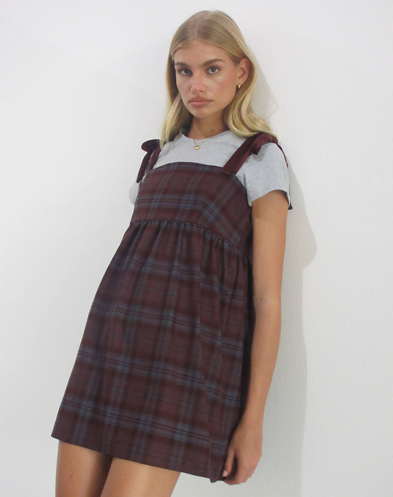 Imagen de Mikayla Mini Dress in Burgundy and Blue Check