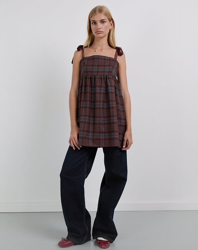 Imagen de Mikayla Mini Dress in Burgundy and Blue Check