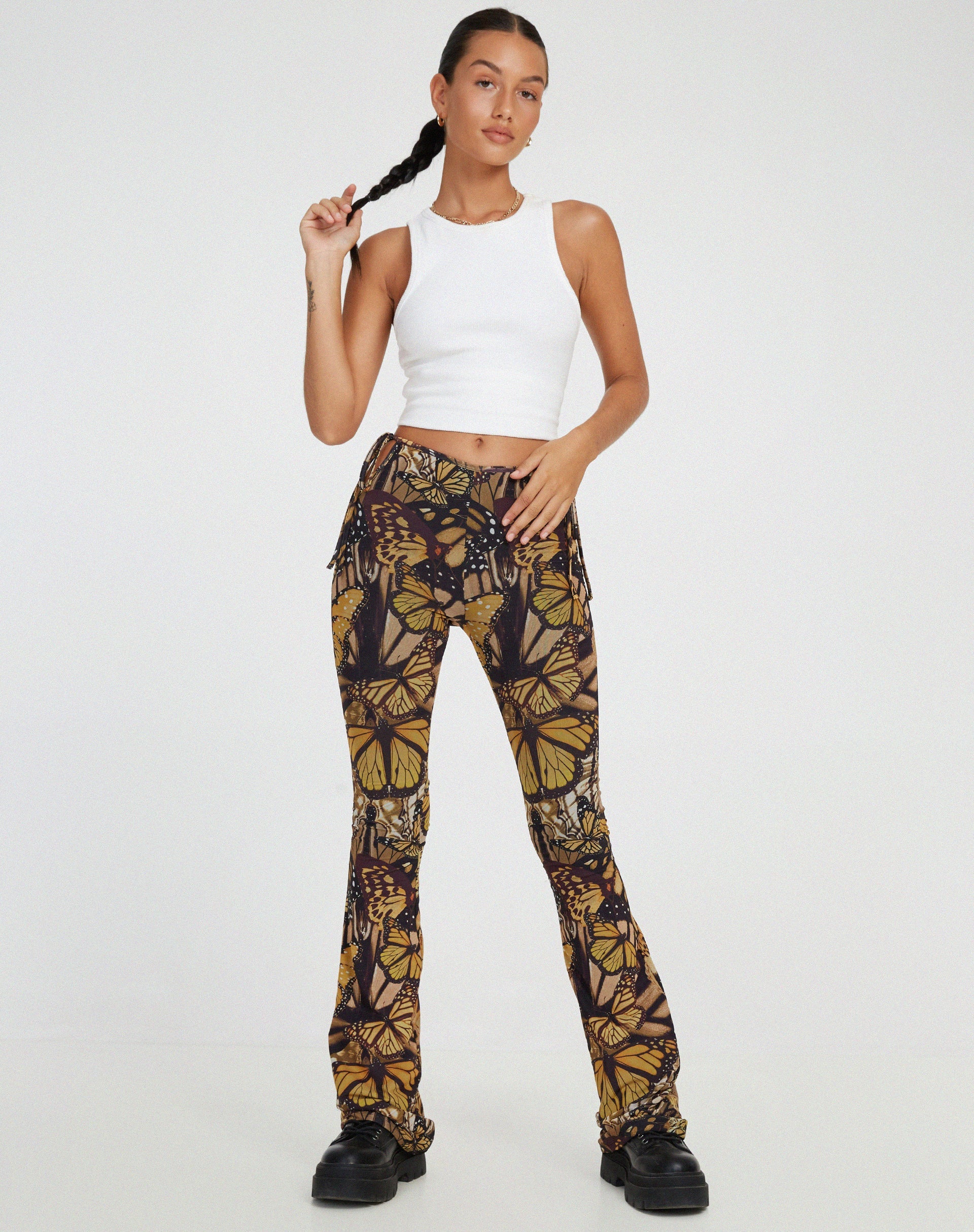 imagen de Mileri Flare Trousers in Butterfly Gold