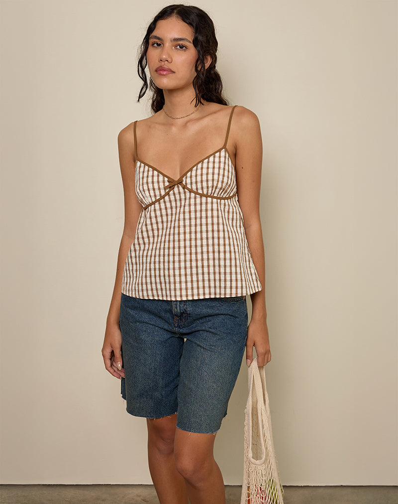 Cami Top Milota de cuadros marrones