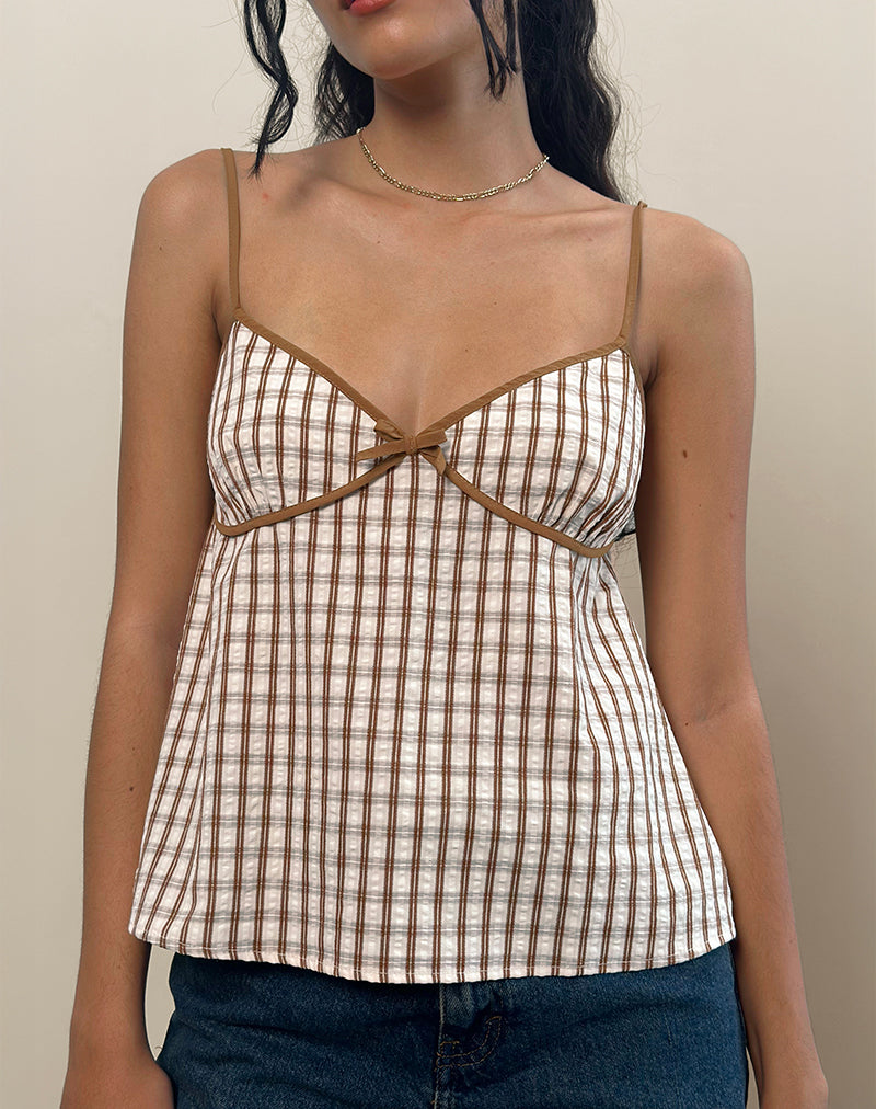 Imagen de Milota Cami Top de cuadros marrones
