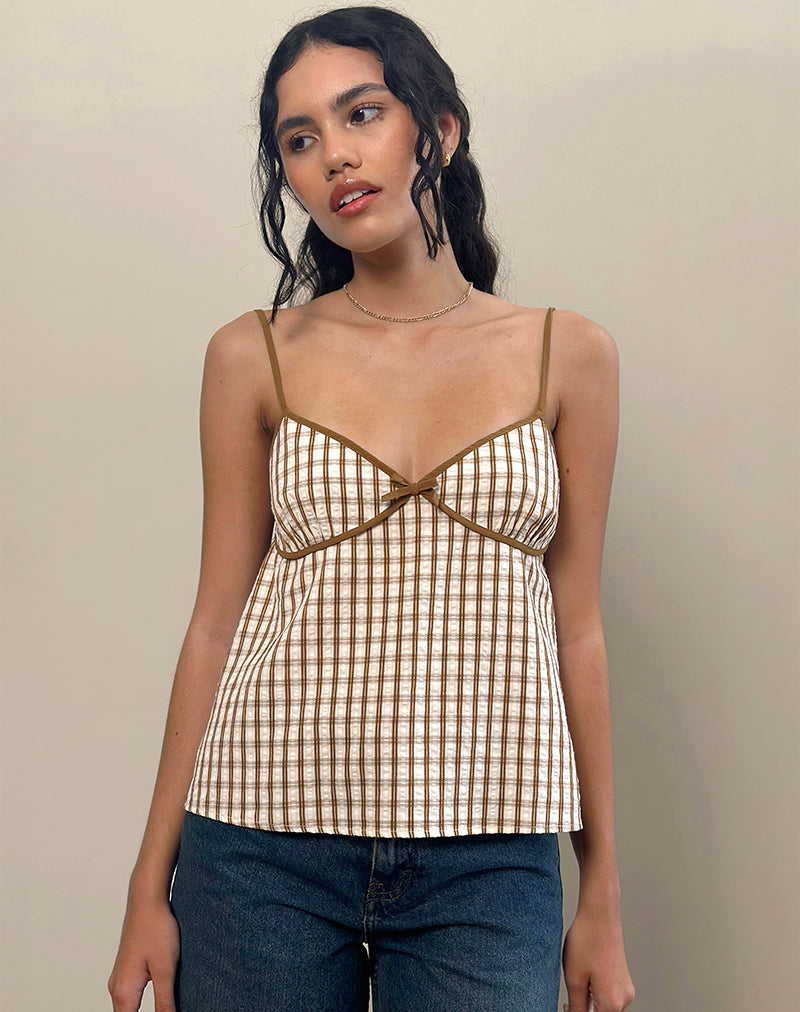 Cami Top Milota de cuadros marrones