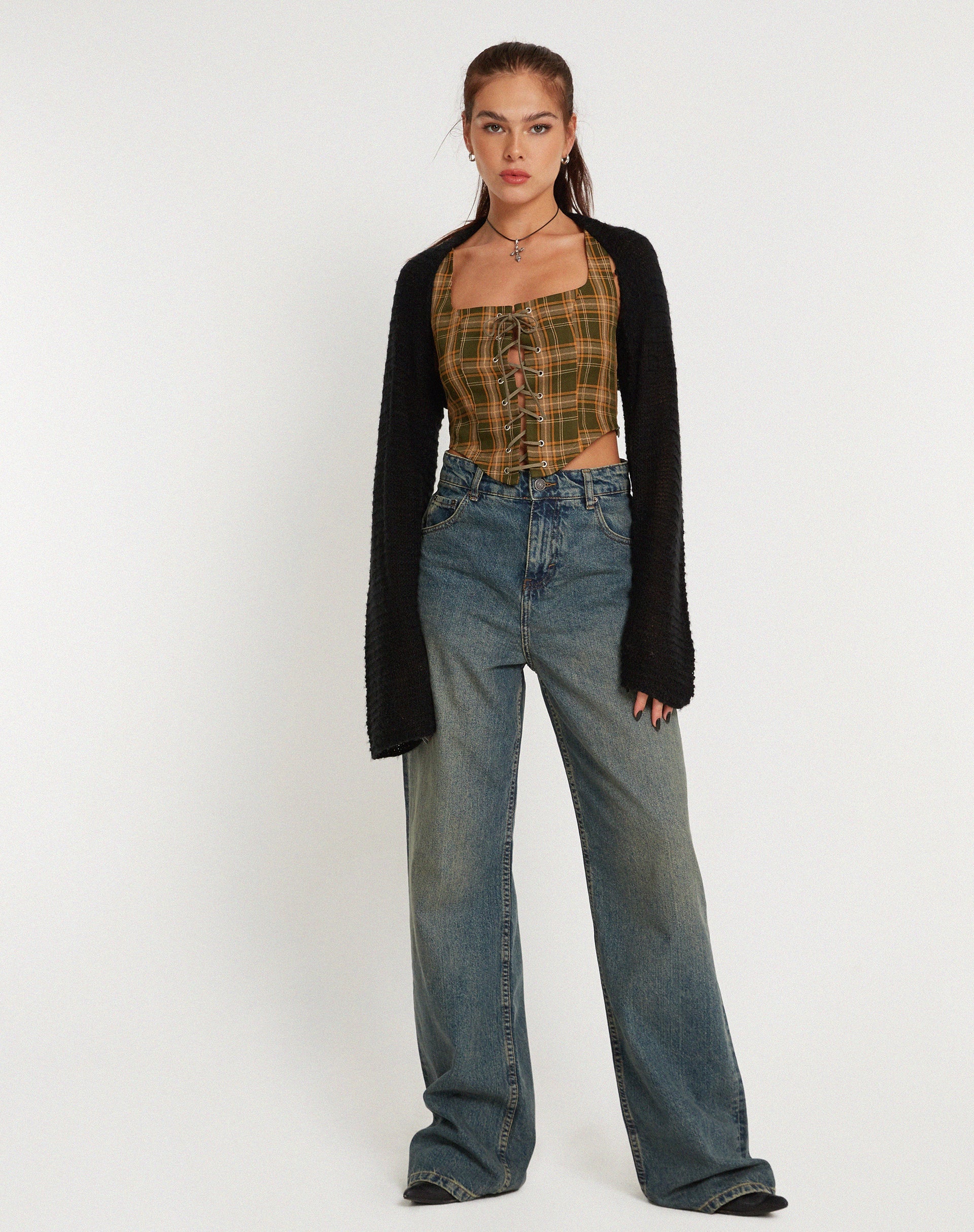Imagen de Milton Corset Top en Tartán Verde Marrón