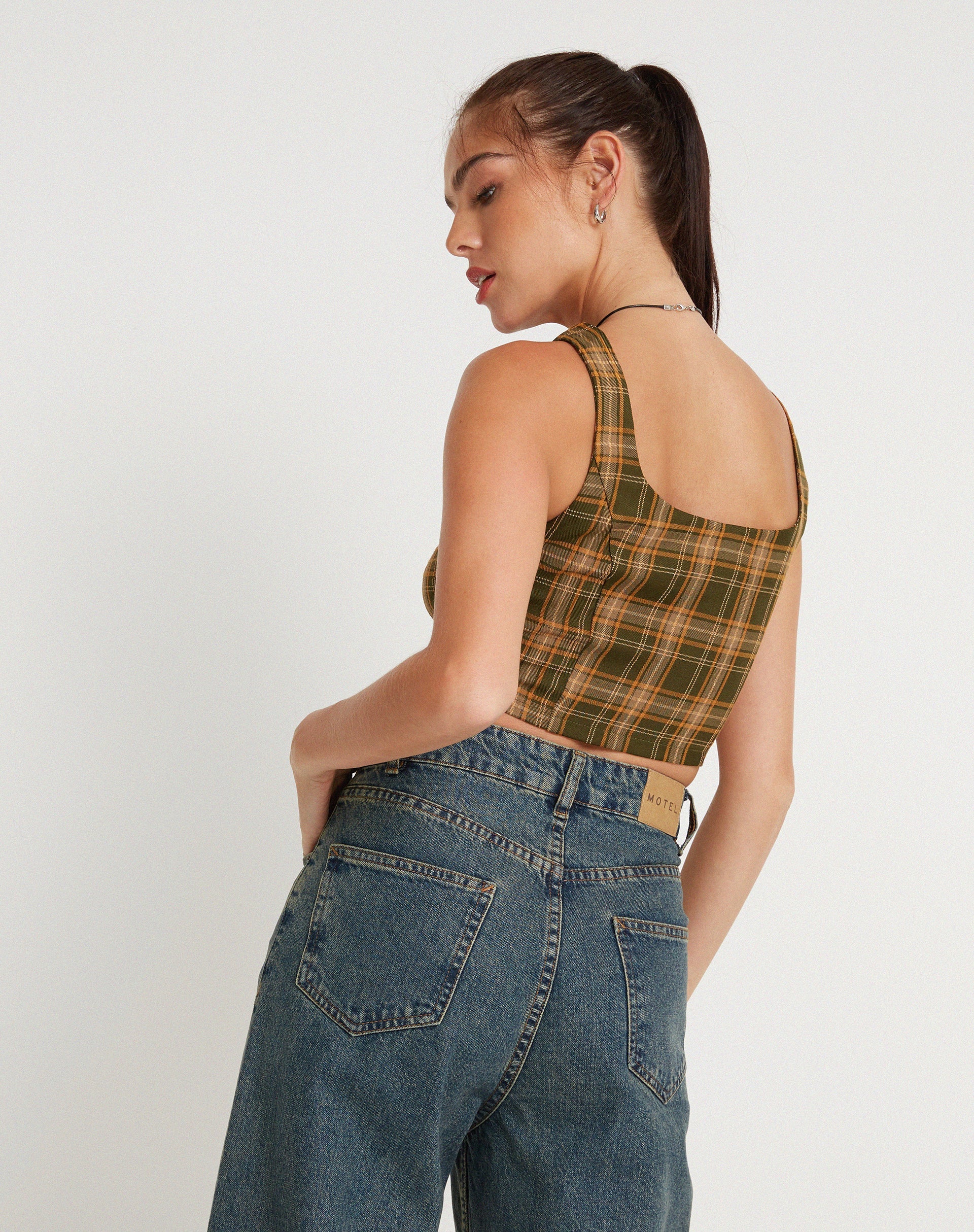Imagen de Milton Corset Top en Tartán Verde Marrón