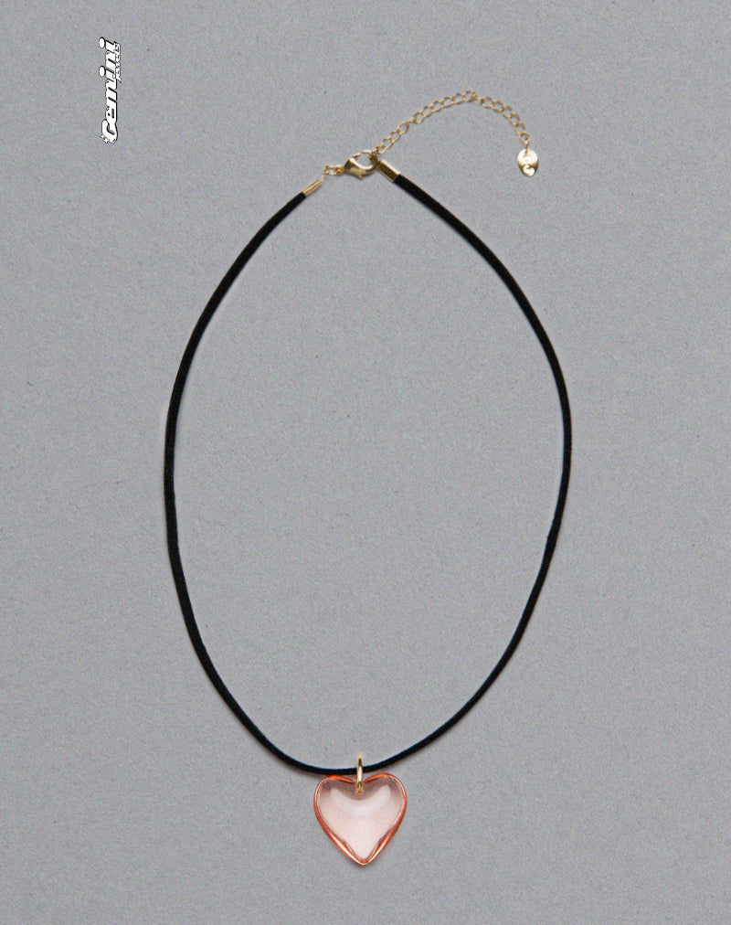 imagen de Mimi Pink Glass Heart Necklace