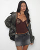 Imagen de Mione Top en Chocolate Amargo con Bordado Floral