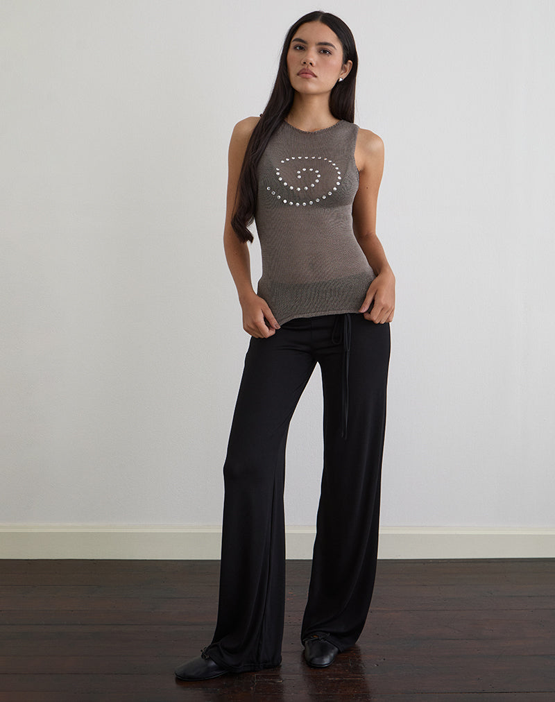 Imagen de Miraya Top de punto con tachuelas y transparencias Plancha