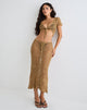 Imagen de Diora Tie Front Skirt in Crochet Camel