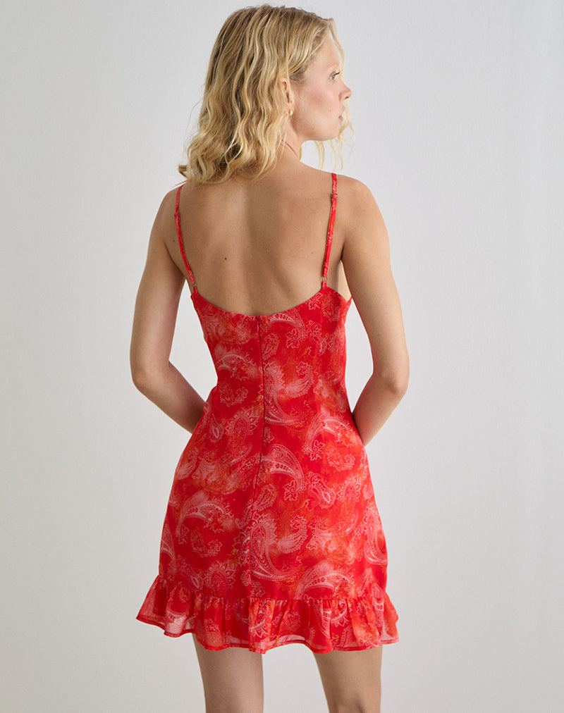 Imagen de Mireya Mini Dress in Paisley Chiffon Red
