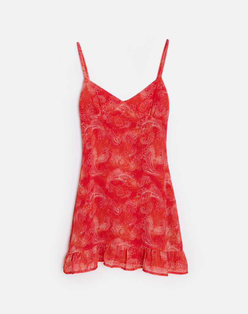 Minivestido Mireya de gasa paisley Rojo