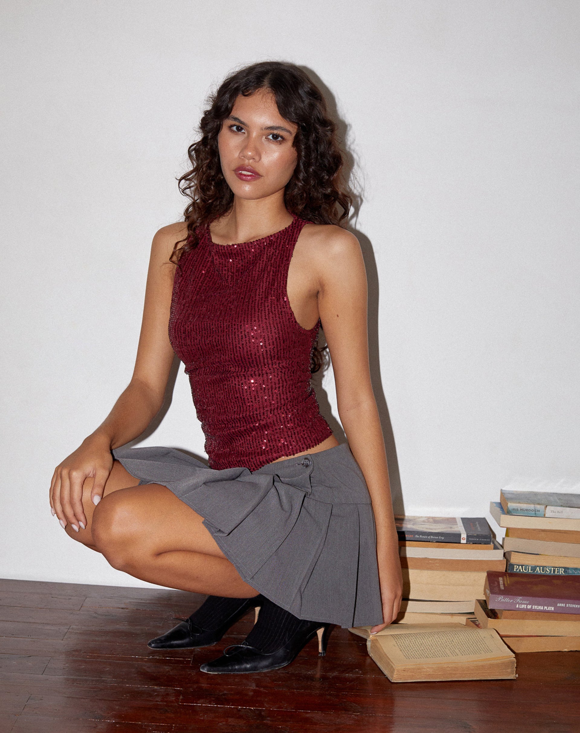 Imagen de Miriam Top en Drape Sequin Granate