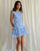 Imagen del minivestido Mirtilo de malla floral azul tinta